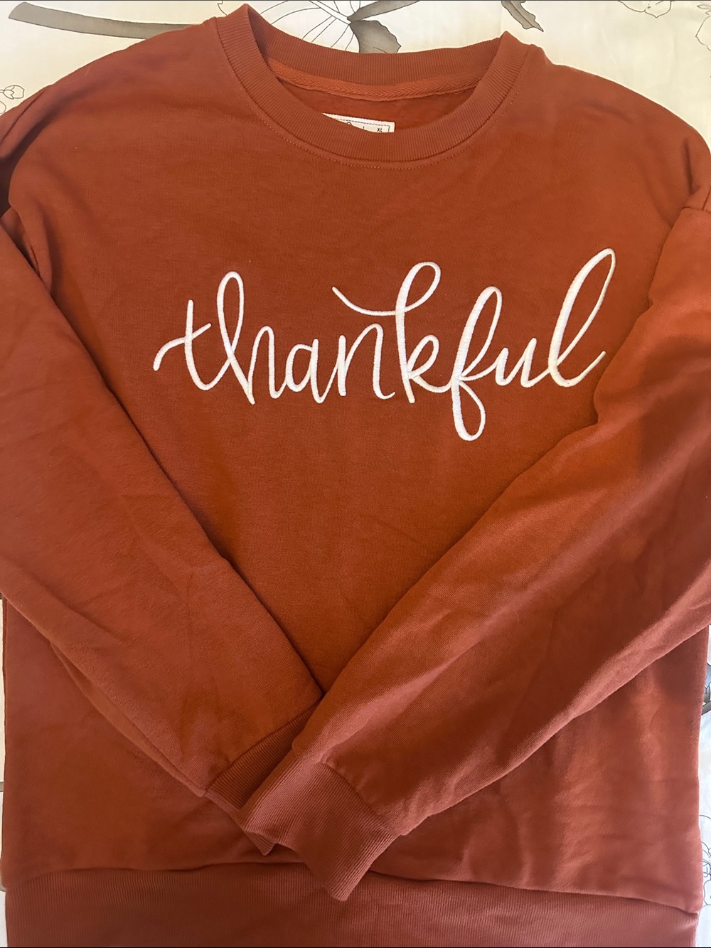 Thankful Script Crewneck Sweatshirt - Rust